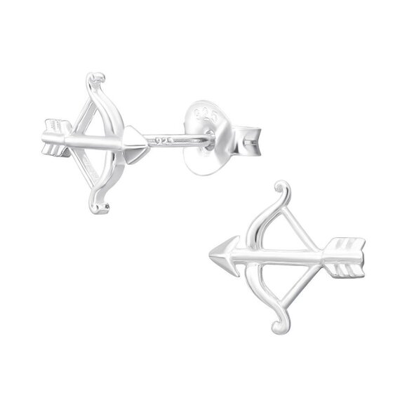 Sterling Silver Bow and Arrow Tiny Studs - Picture 1 of 9